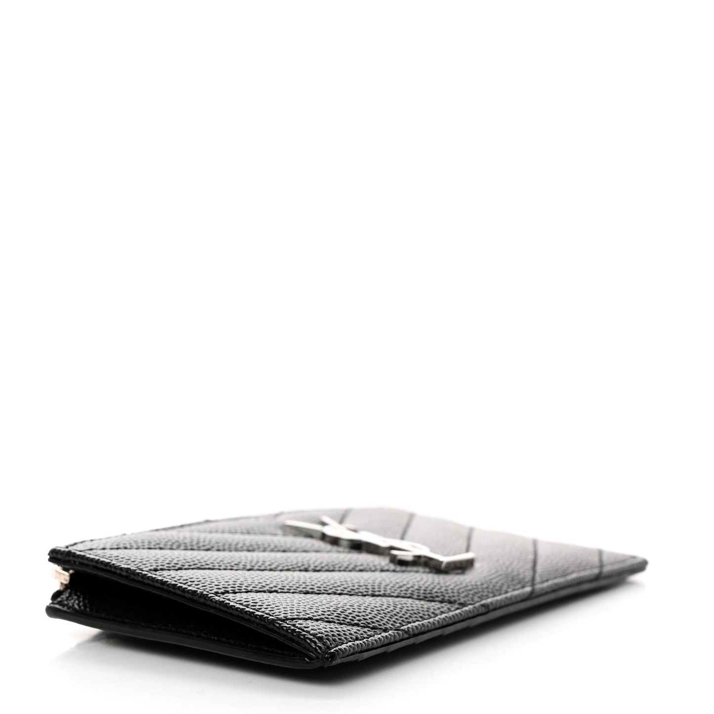 Grain De Poudre Matelasse Chevron Monogram Fragments Zippered Card Case Black