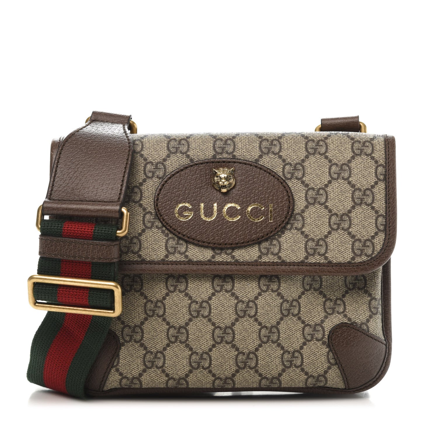 GG Supreme Monogram Web Small Neo Vintage Double Flap Messenger Bag Beige New Acero