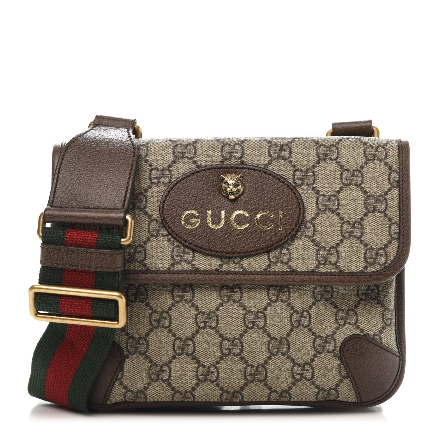 Gucci GG Supreme Monogram Web Small Neo Vintage Double Flap Messenger Bag Beige New Acero 1 of 11