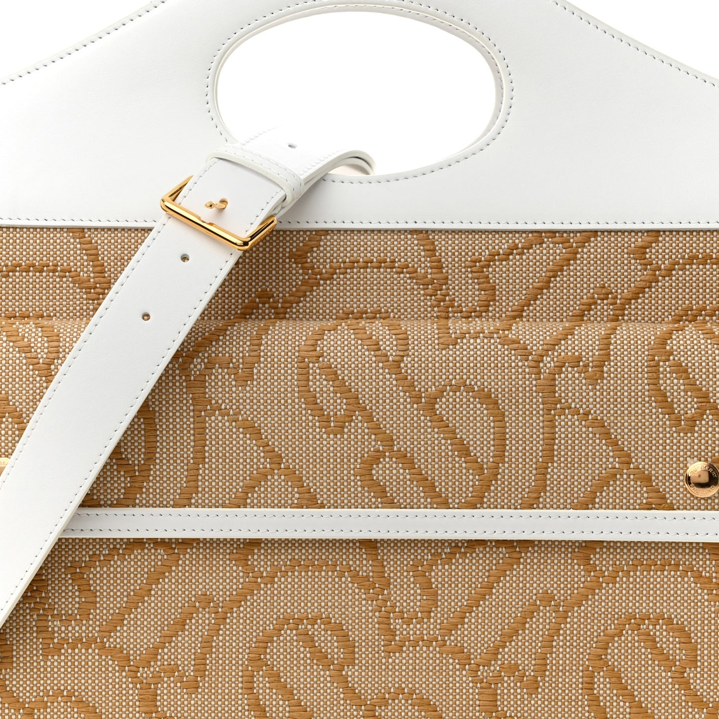 Monogram Canvas Smooth Calfskin Medium Pocket Bag White Beige