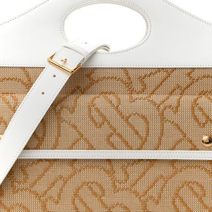 Burberry Monogram Canvas Smooth Calfskin Medium Pocket Bag White Beige 8 of 12