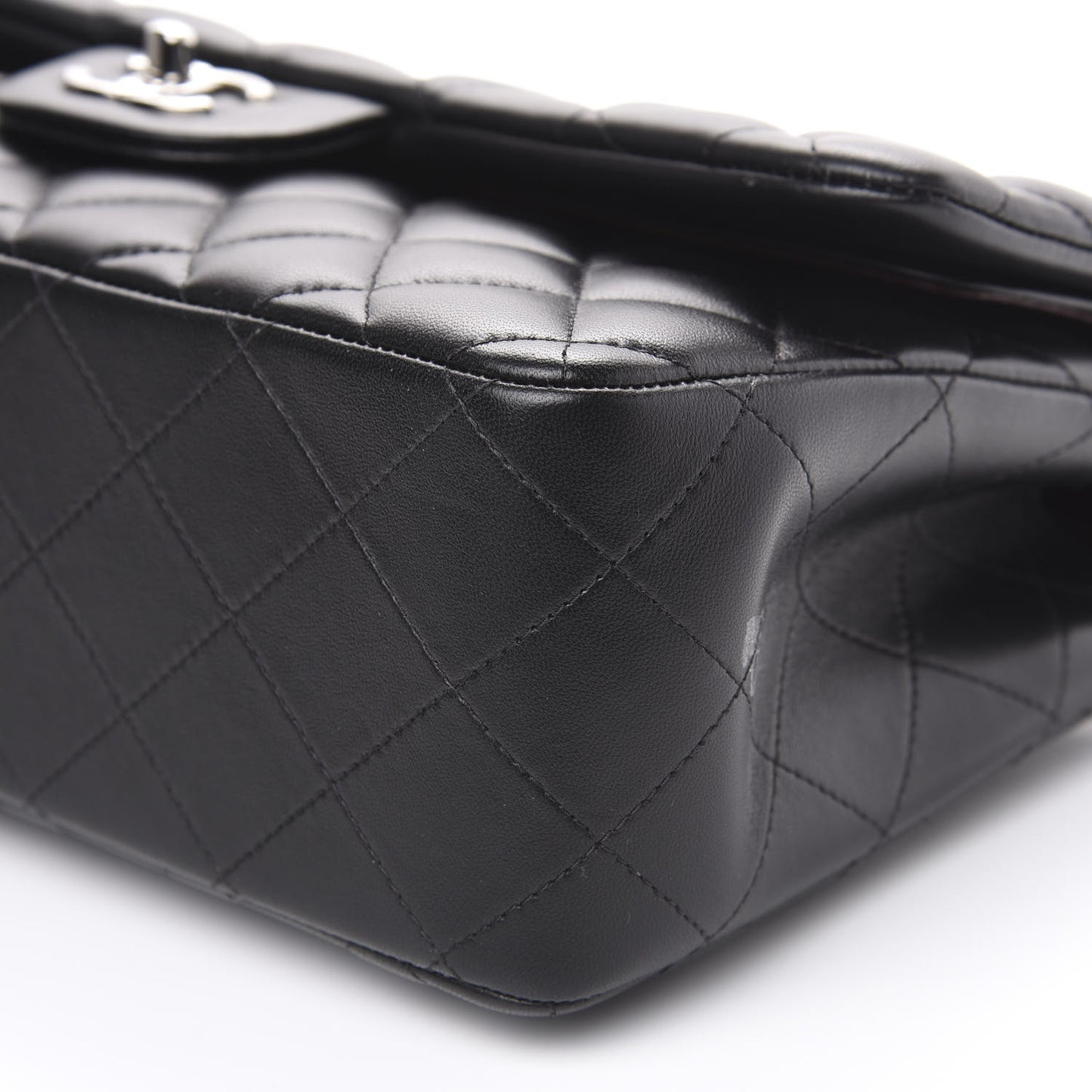 Lambskin Quilted Jumbo Double Flap Black