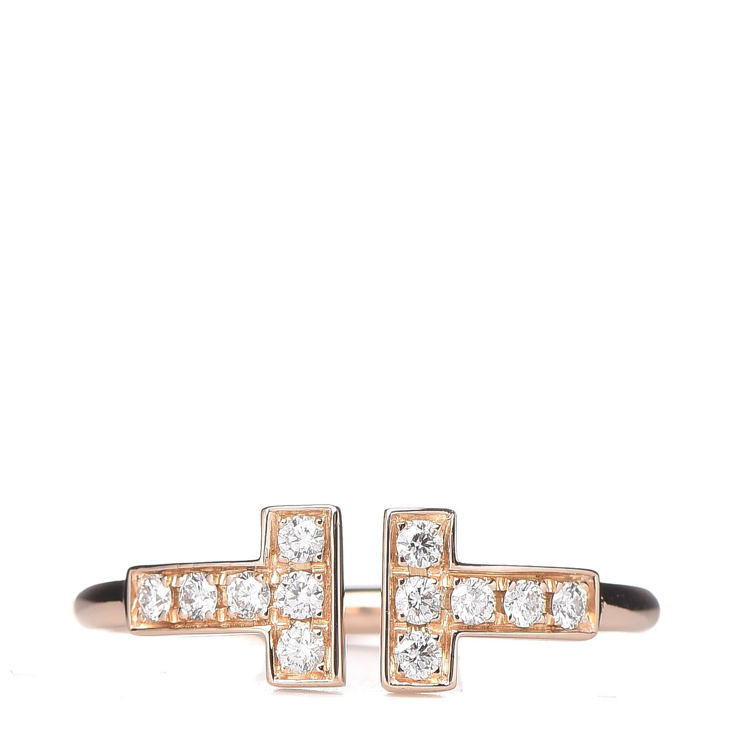 Tiffany 18K Rose Gold Diamond T Wire Ring 46 3.75 1 of 6