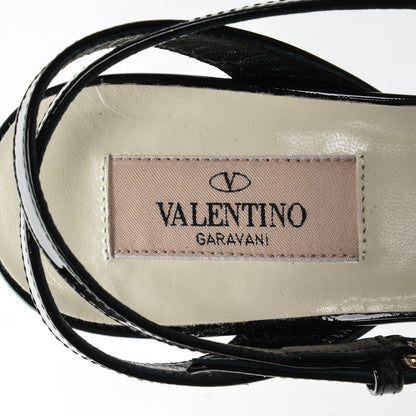 Valentino Garavani Patent Chevron Shiny Fever Ankle Strap 85/115mm Platform Sandals 37 Light Ivory Black 7 of 7