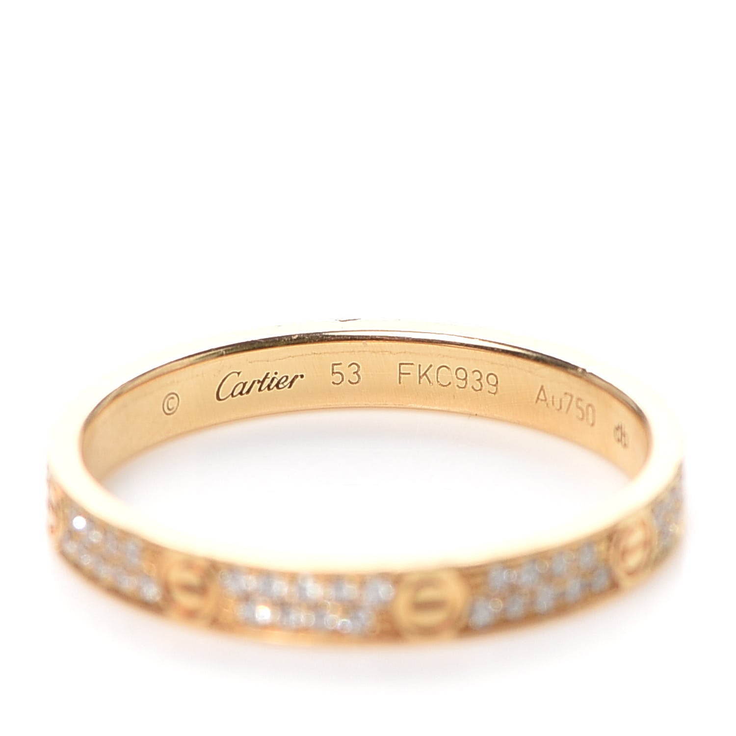 Cartier 18K Yellow Gold Diamond 2.6mm LOVE Paved Band Ring 53 6.5 4 of 6