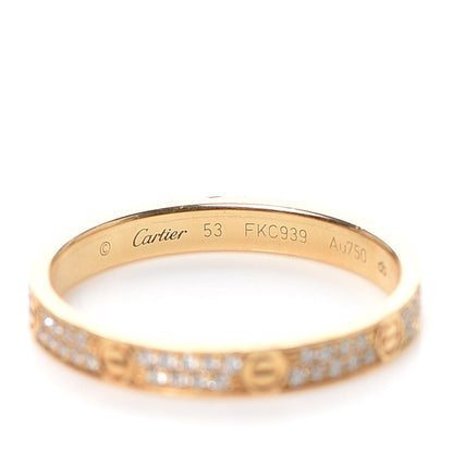 Cartier 18K Yellow Gold Diamond 2.6mm LOVE Paved Band Ring 53 6.5 4 of 6