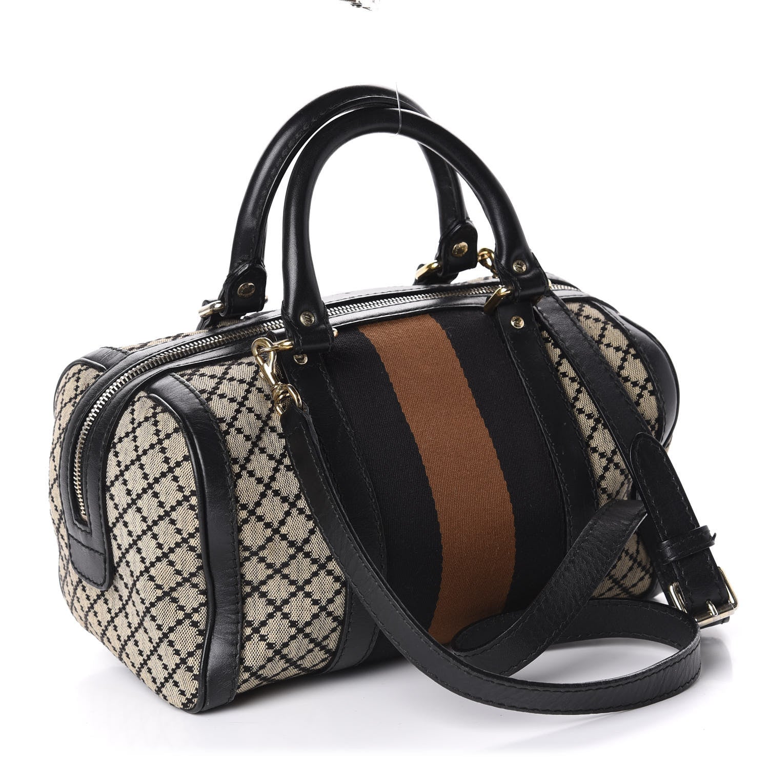 Gucci Diamante Vintage Web Small Boston Black 4 of 17