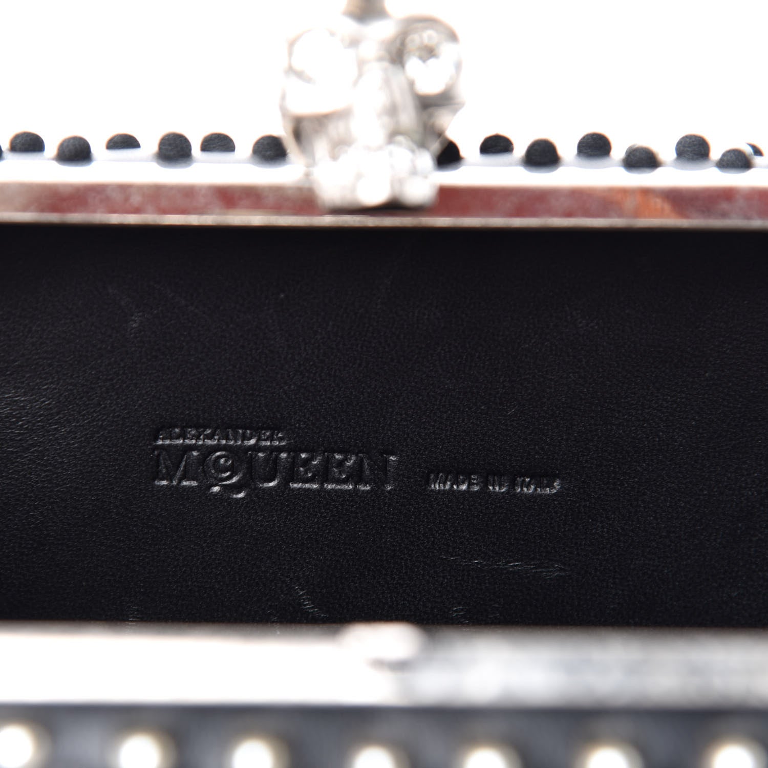 Alexander McQueen Pearl Embellished Calfskin Skull Box Clutch Black 6 of 8