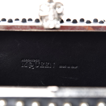 Alexander McQueen Pearl Embellished Calfskin Skull Box Clutch Black 6 of 8