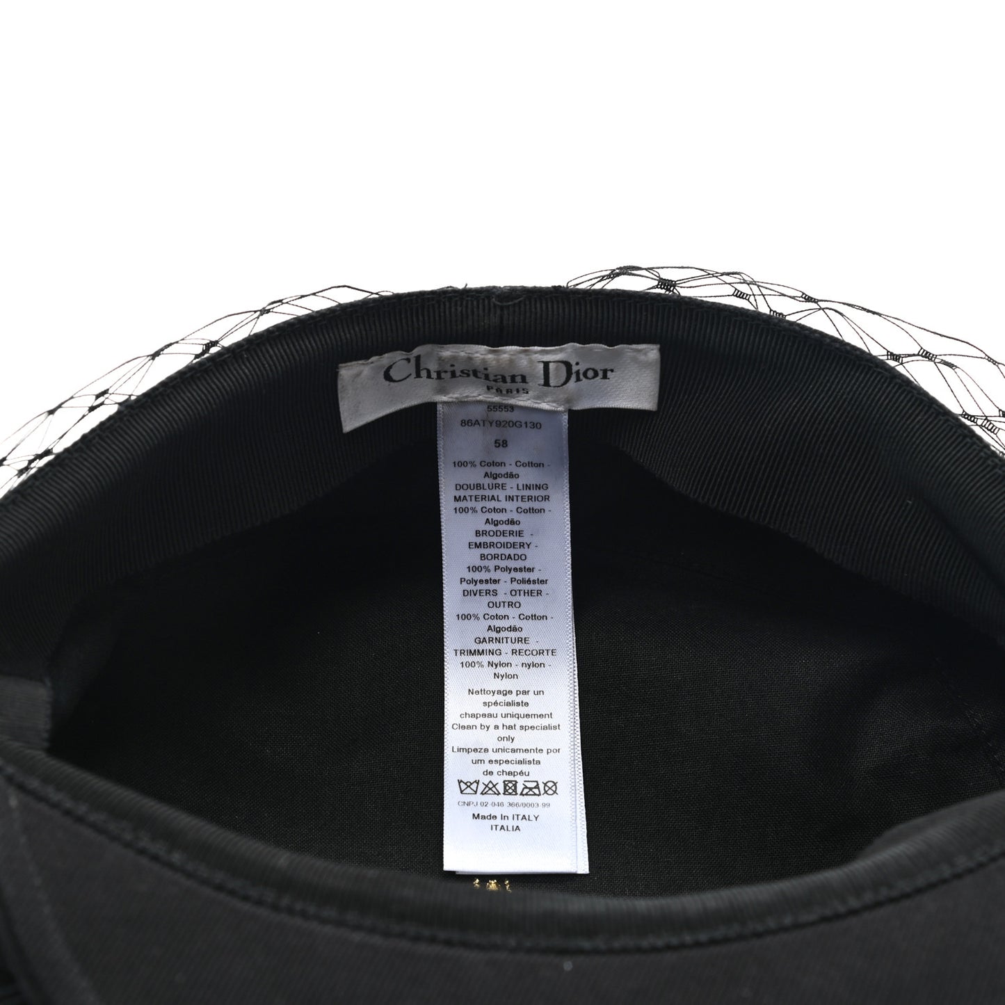 Cotton Canvas Arty Cap with Veil 58 Black