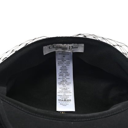 Christian Dior Cotton Canvas Arty Cap with Veil 58 Black 8 of 8