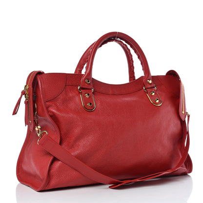 Balenciaga Chevre Gold Metallic Edge Hardware City Rouge Grenade 4 of 10