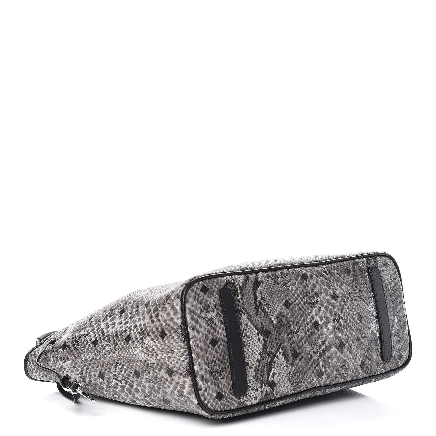 MCM Visetos Snakeskin Embossed Medium Shopper Tote Grey 4 of 16