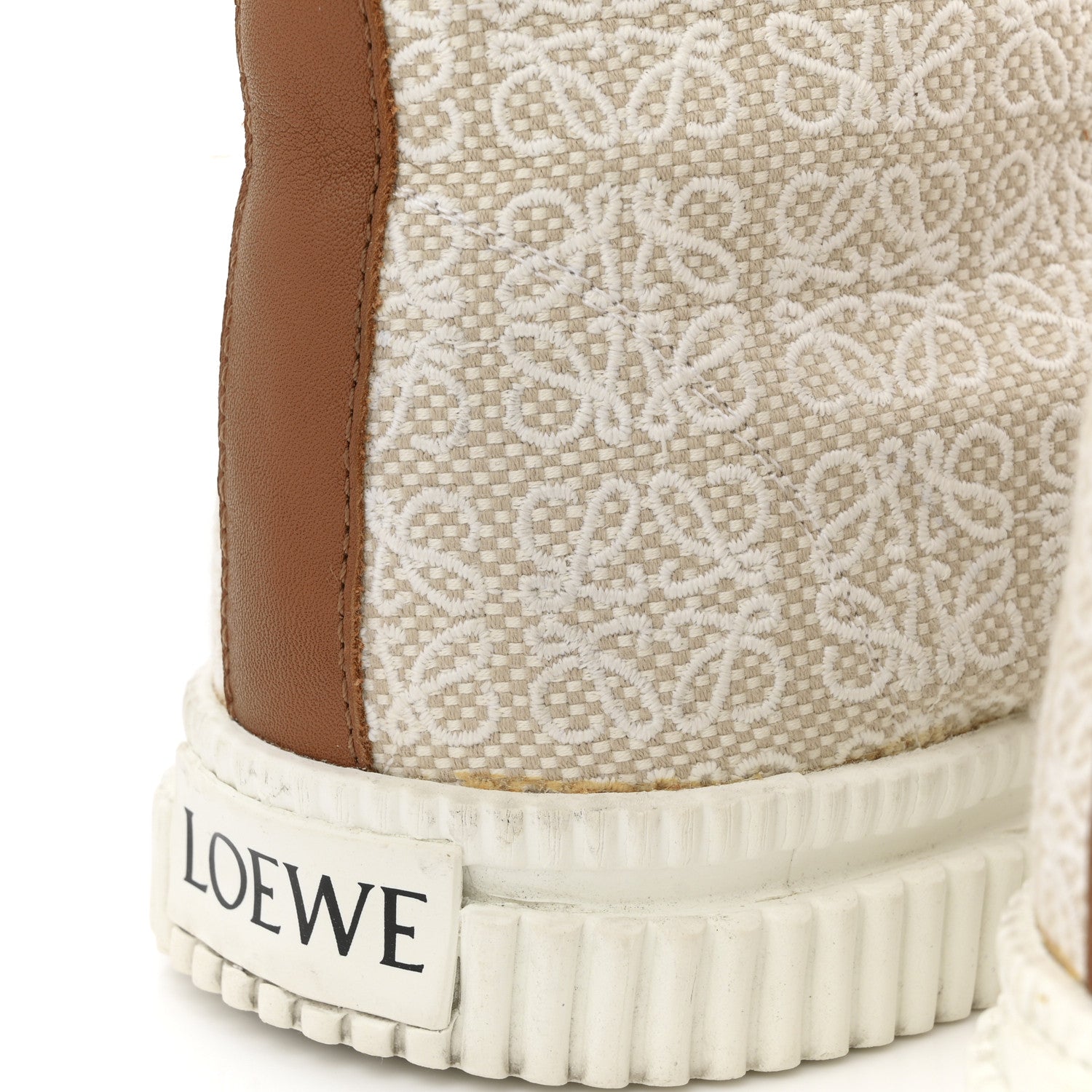Loewe Jacquard Anagram Calfskin Mens High Top Sneakers 42 Natural White 9 of 12