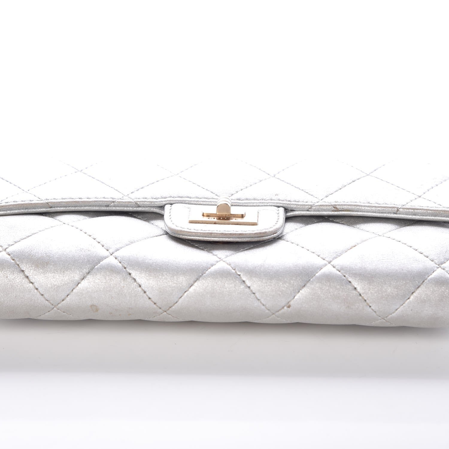 Chanel Metallic Lambskin Quilted Reissue Wallet Silver 12 of 22