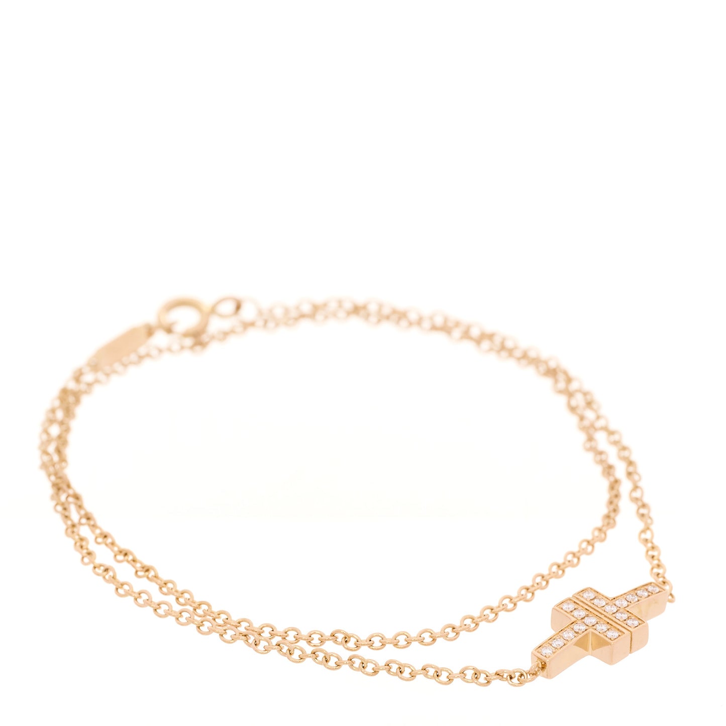 18K Rose Gold Diamond T Double Chain Bracelet