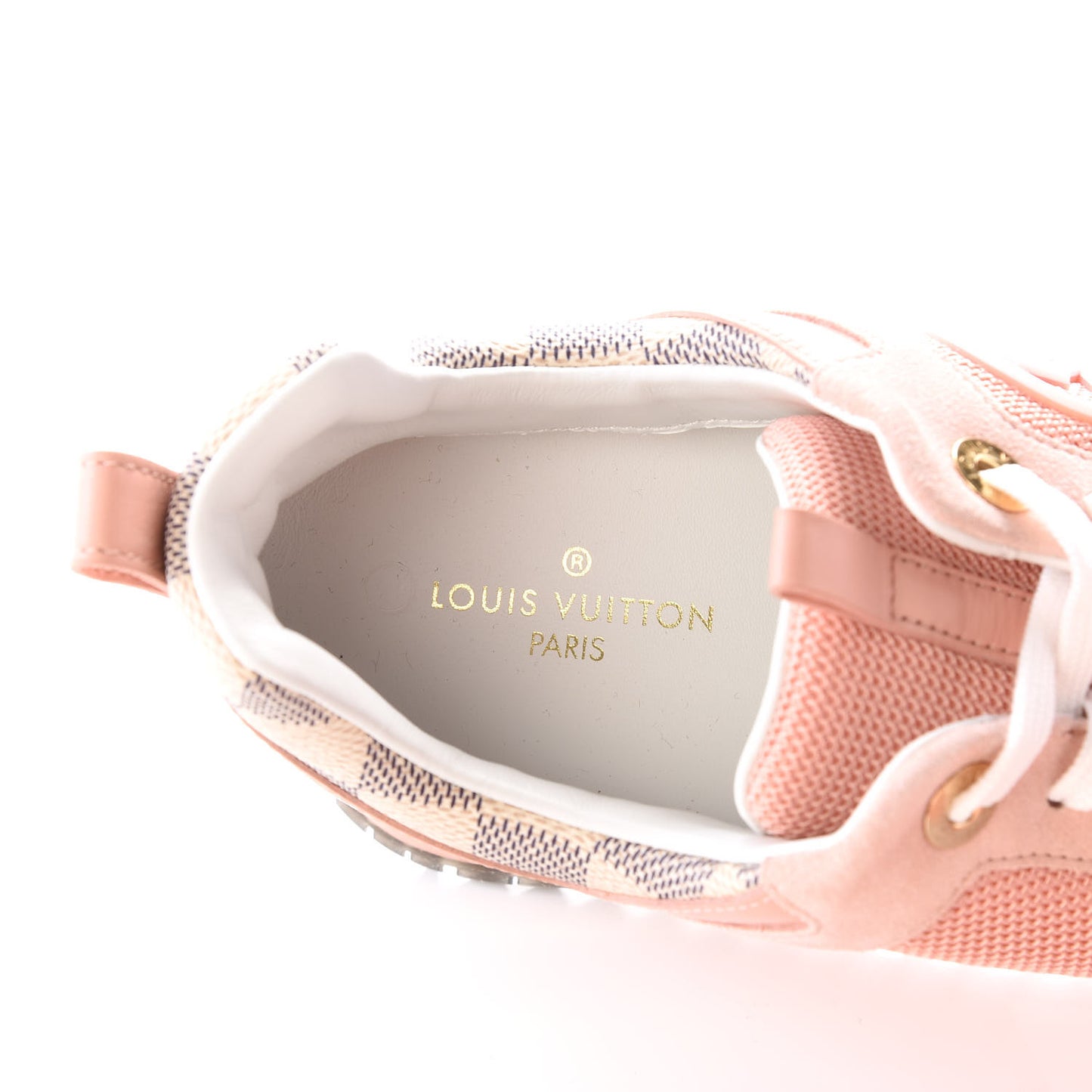 Suede Damier Azur Run Away Sneakers 37.5 Pink