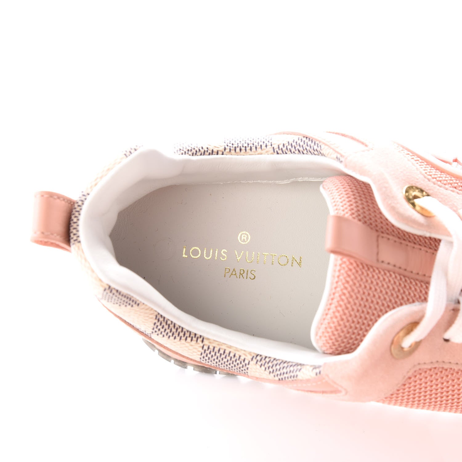 Louis Vuitton Suede Damier Azur Run Away Sneakers 37.5 Pink 7 of 8