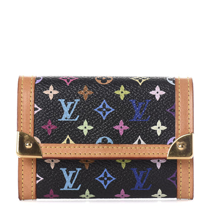Louis Vuitton Monogram Multicolor Porte-Monnaie Plat Coin Purse Black 1 of 7