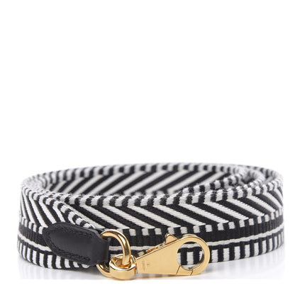 Hermes Toile Swift 25mm Sangle Cavale Shoulder Strap Black Ecru 1 of 5