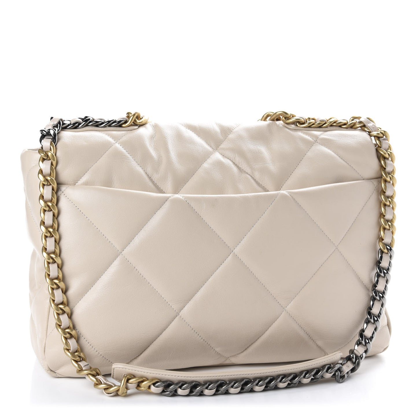 Goatskin Quilted Maxi Chanel 19 Flap Beige