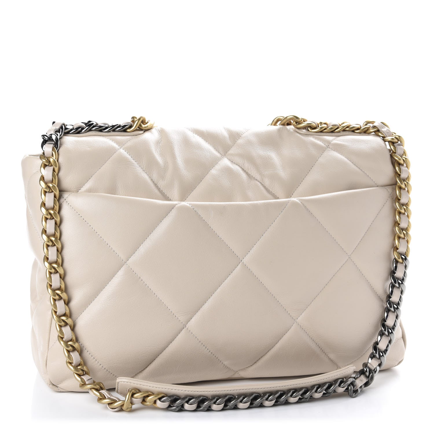Chanel Goatskin Quilted Maxi Chanel 19 Flap Beige 4 of 12