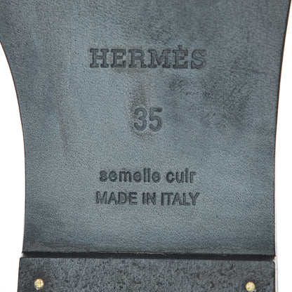 Hermes Box Calfskin Oran Sandals 35 Black 6 of 12