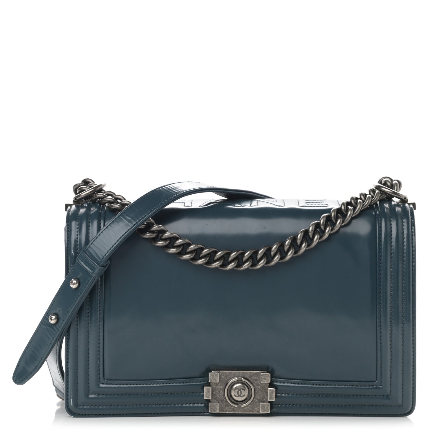 Chanel Glazed Calfskin New Medium Boy Flap Blue 1 of 21