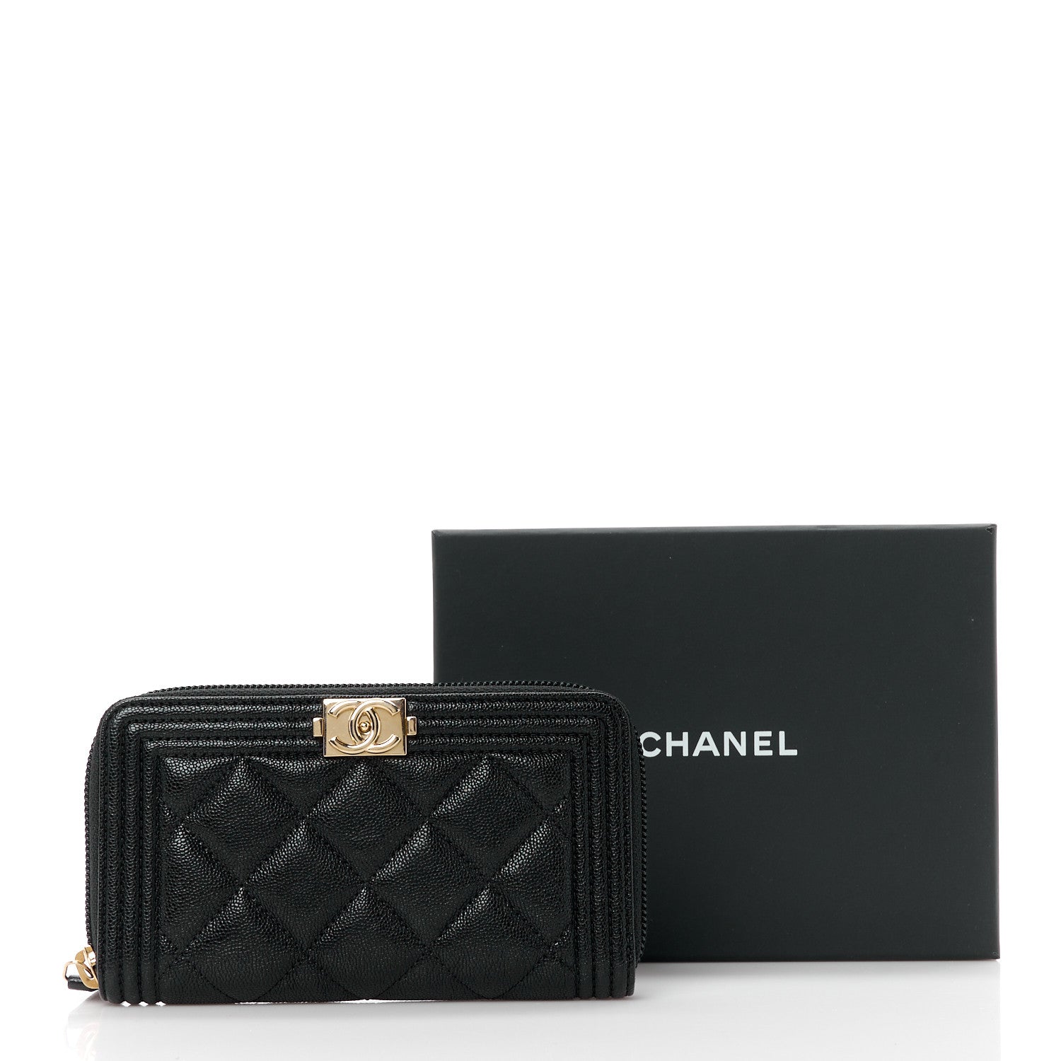 Chanel Caviar Quilted Small Boy Zip Around Wallet Black 10 of 10