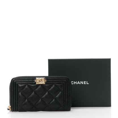 Chanel Caviar Quilted Small Boy Zip Around Wallet Black 10 of 10