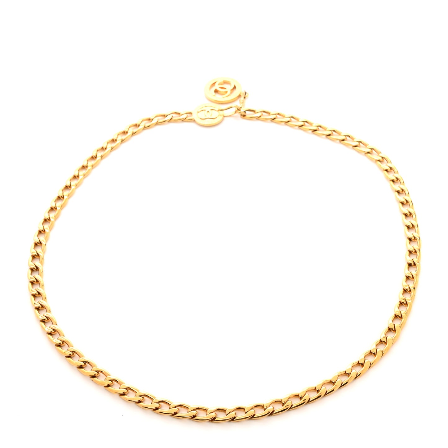 Metal Chain CC Medallion Belt Gold