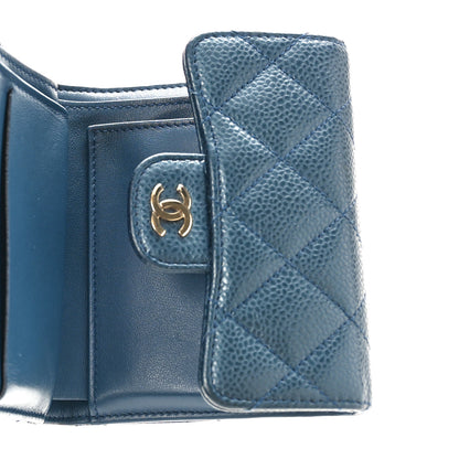 Chanel Caviar Quilted Compact Flap Wallet Navy 5 of 10