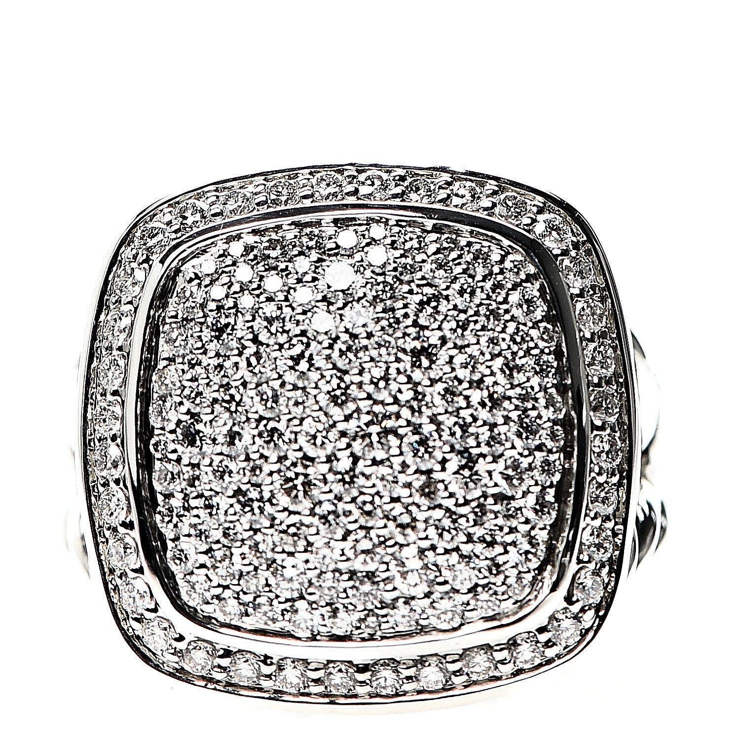 David Yurman Sterling Silver Diamond 14mm Albion Pave Ring 52 6 1 of 5