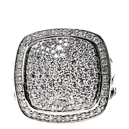 David Yurman Sterling Silver Diamond 14mm Albion Pave Ring 52 6 1 of 5