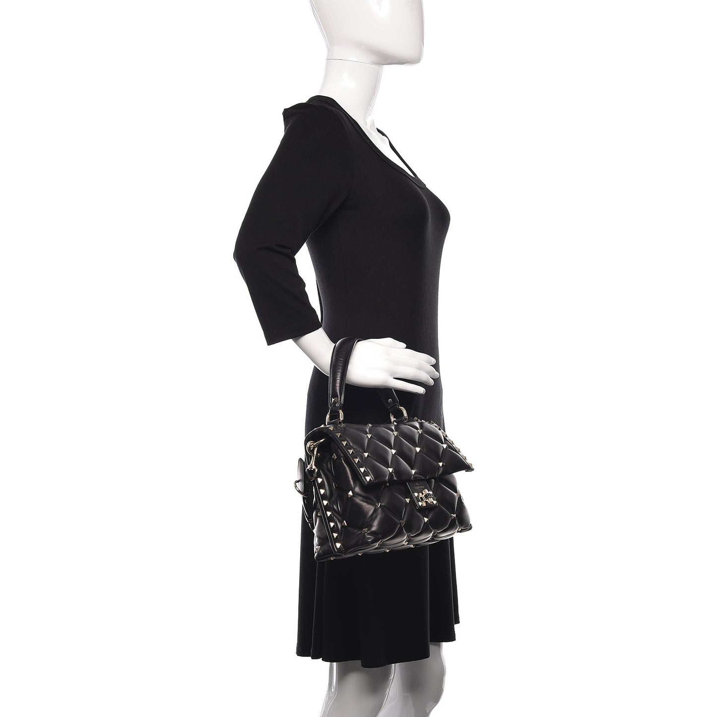 Nappa Medium Candystud Top Handle Bag Black