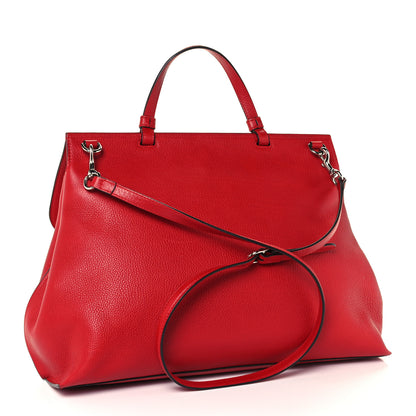 Gucci Pebbled Calfskin Large Bamboo Daily Top Handle Bag Red 3 of 10