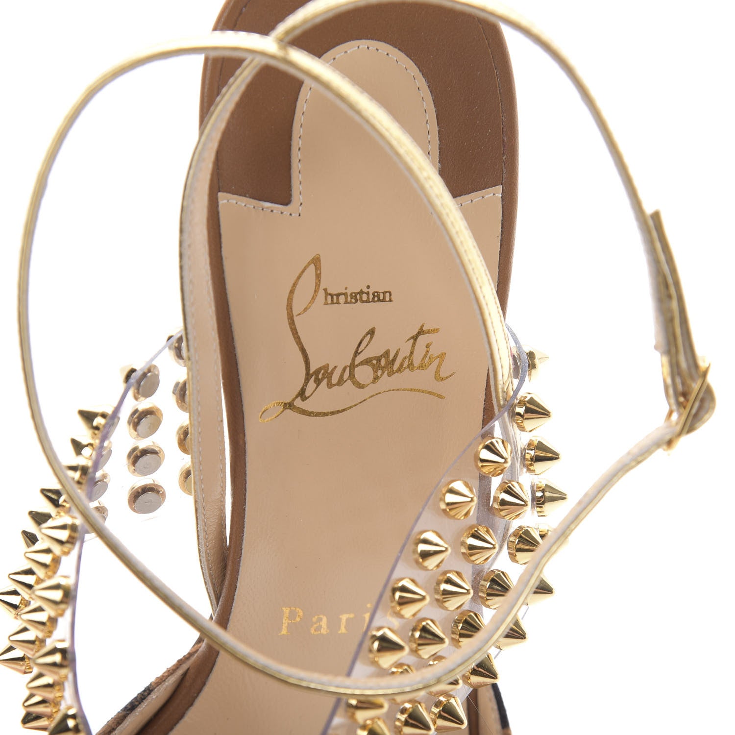 Christian Louboutin Veau Velours PVC Specchio Nappa Leopard Print Levita 55 Pumps 37.5 Caramel 6 of 8