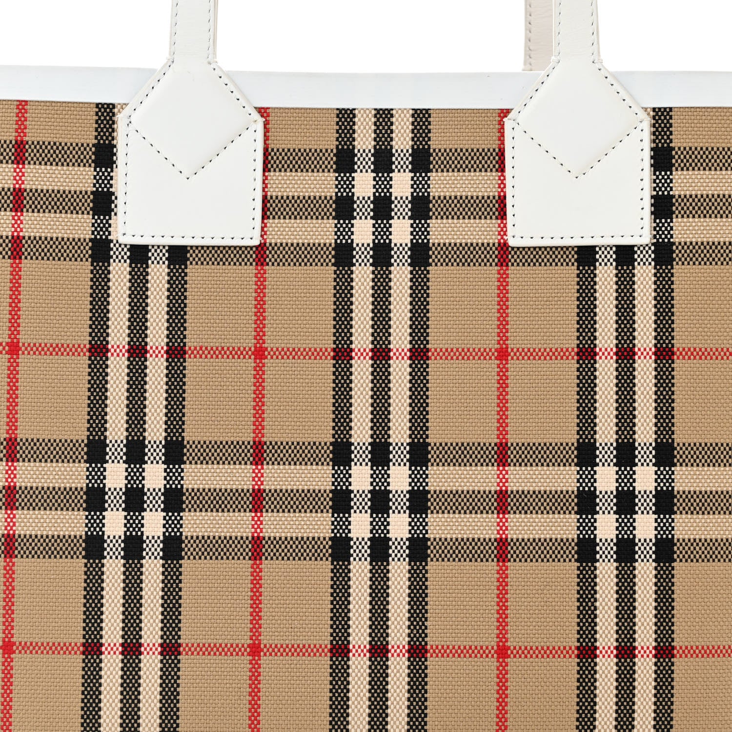 Burberry Cotton Vintage Check Small London Tote Bag White 8 of 11