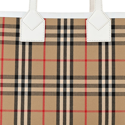 Burberry Cotton Vintage Check Small London Tote Bag White 8 of 11