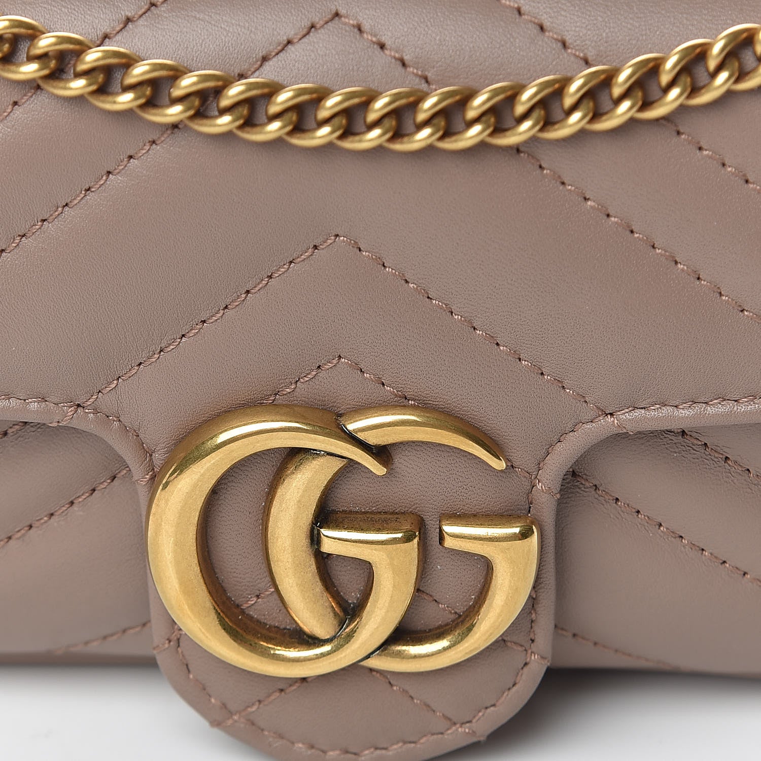 Gucci Calfskin Matelasse Super Mini GG Marmont Shoulder Bag Porcelain Rose 10 of 11