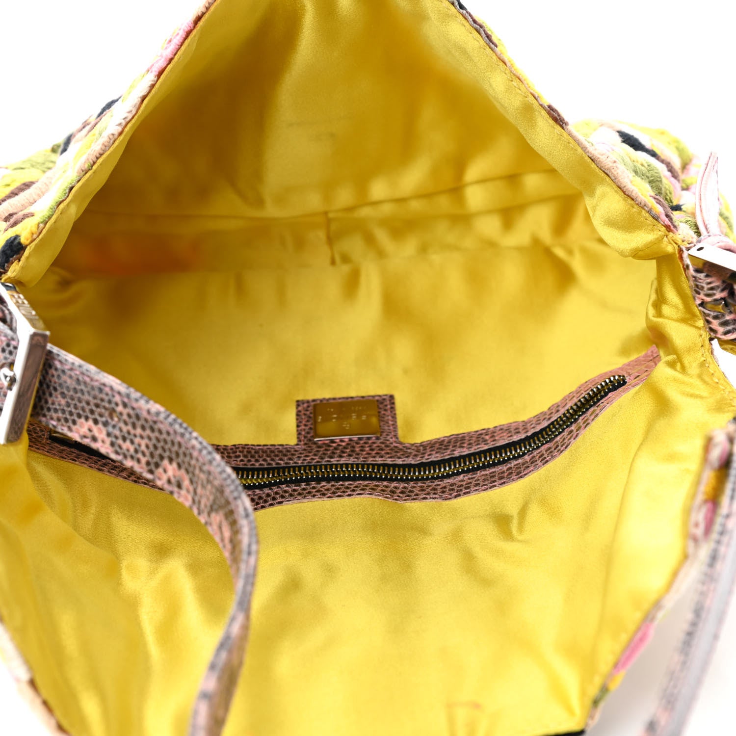 Fendi Lizard Embroidered Flower Baguette Pink Multicolor 4 of 4