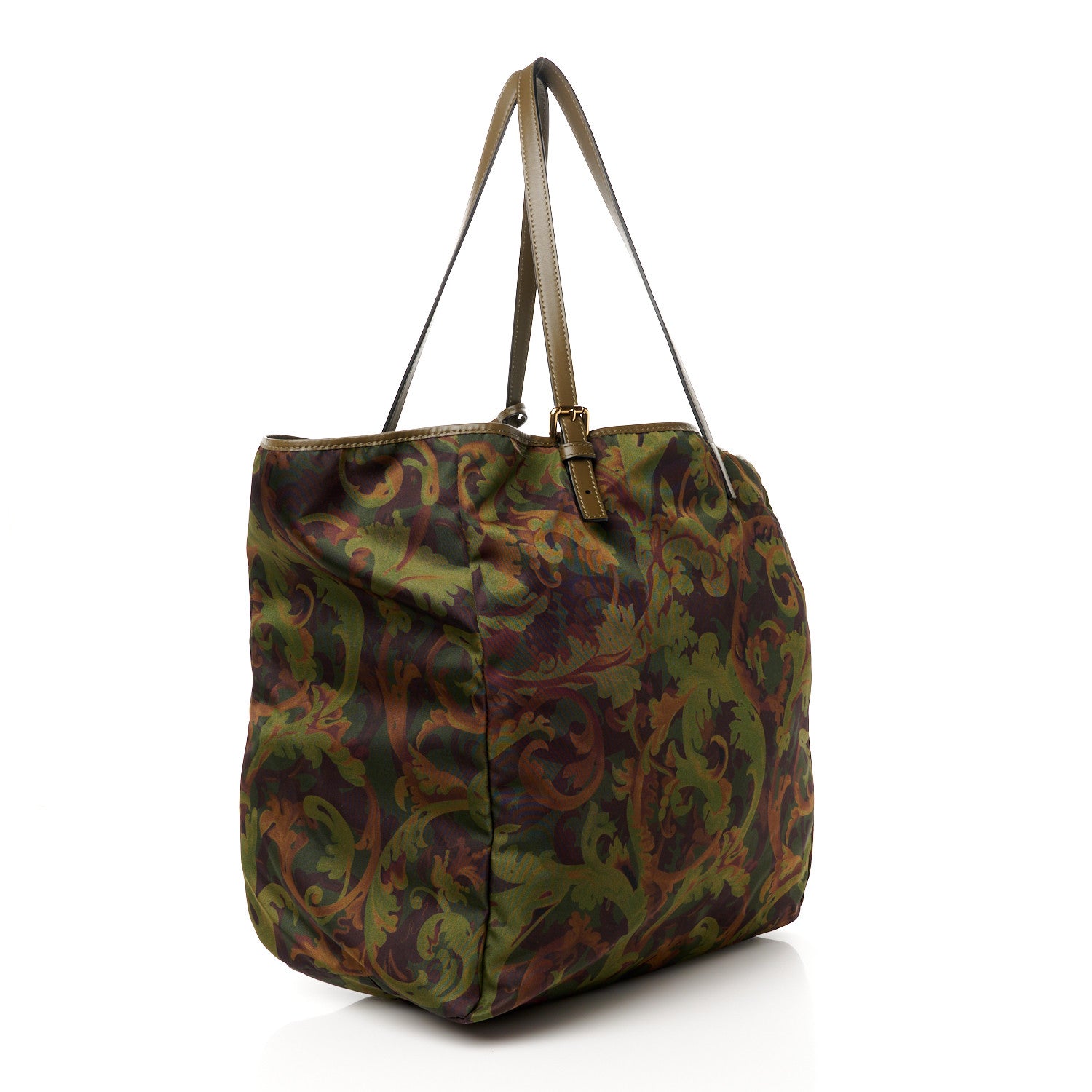 Versace Nylon Baroccoflage Print Tote Khaki 3 of 12