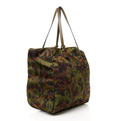 Versace Nylon Baroccoflage Print Tote Khaki 3 of 12