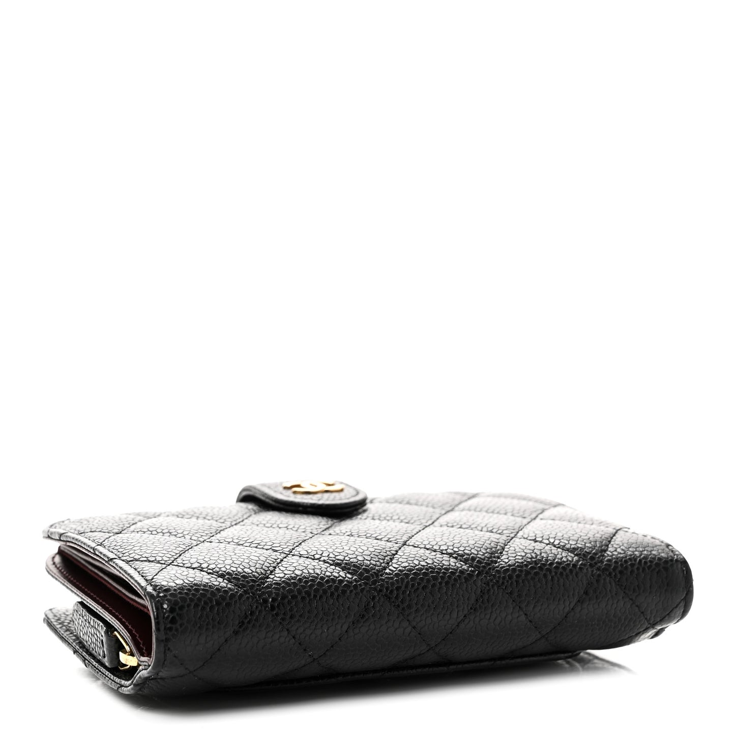 Caviar Quilted Zipped Pocket Wallet Black