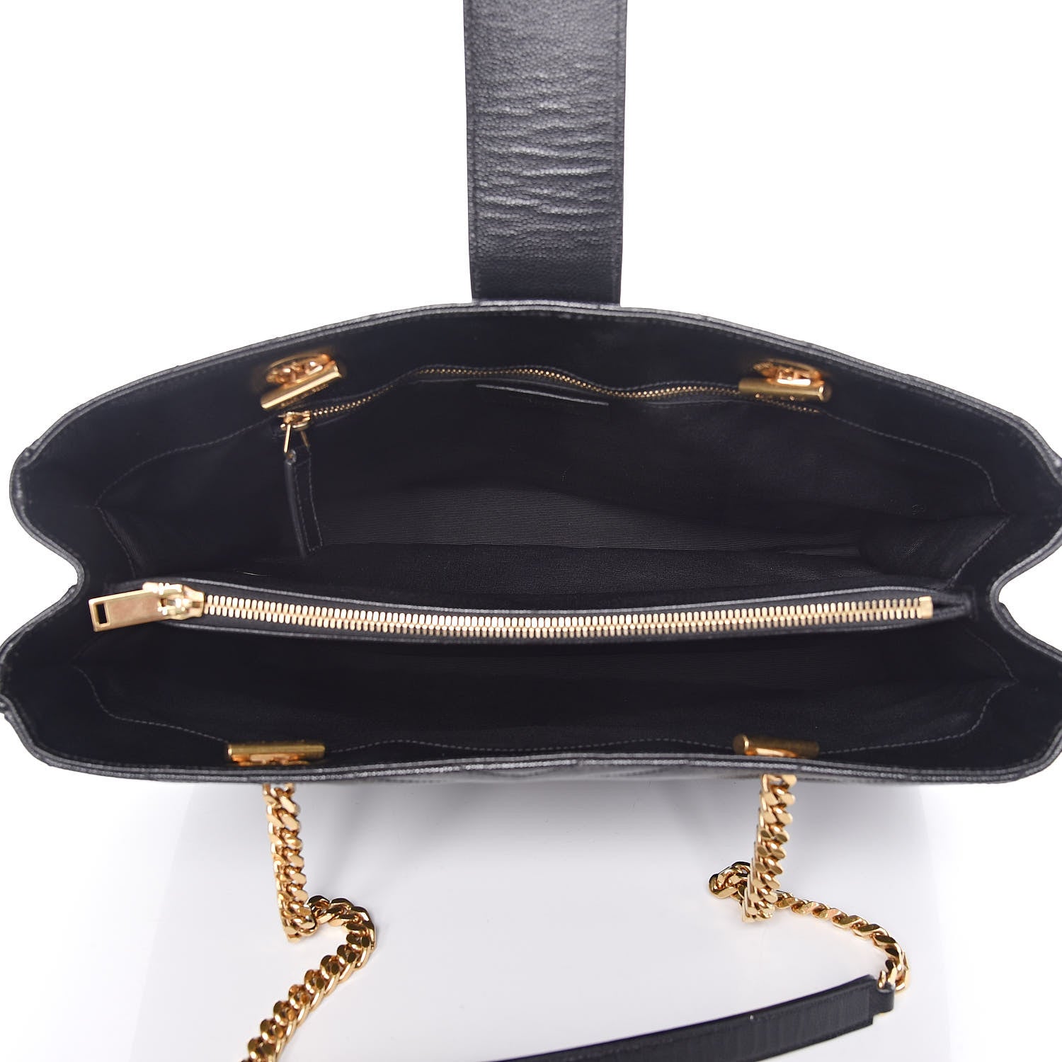 Saint Laurent Grain De Poudre Matelasse Chevron Monogram Shopping Bag Black 5 of 11