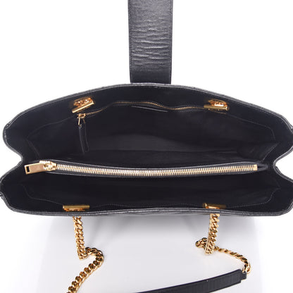 Saint Laurent Grain De Poudre Matelasse Chevron Monogram Shopping Bag Black 5 of 11