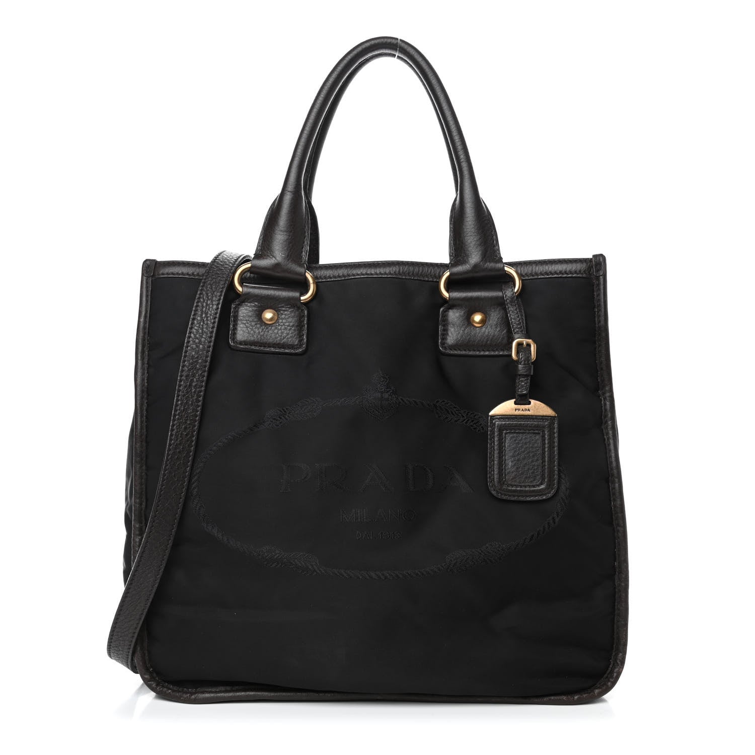 Prada Tessuto Nylon Jacquard Logo Tote Black 1 of 4