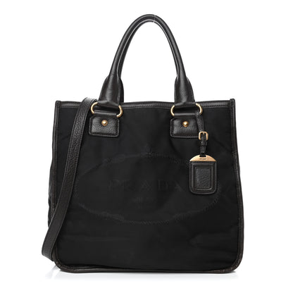 Prada Tessuto Nylon Jacquard Logo Tote Black 1 of 4