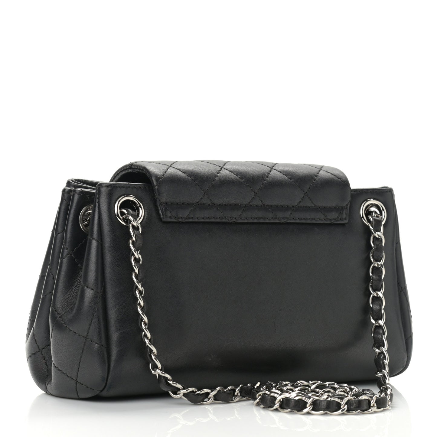 Lambskin Quilted CC Small Accordion Shopping Bag Black