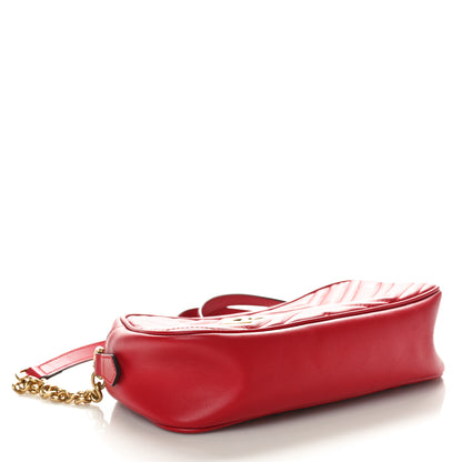 Gucci Calfskin Matelasse Small GG Marmont Chain Shoulder Bag Hibiscus Red 4 of 10